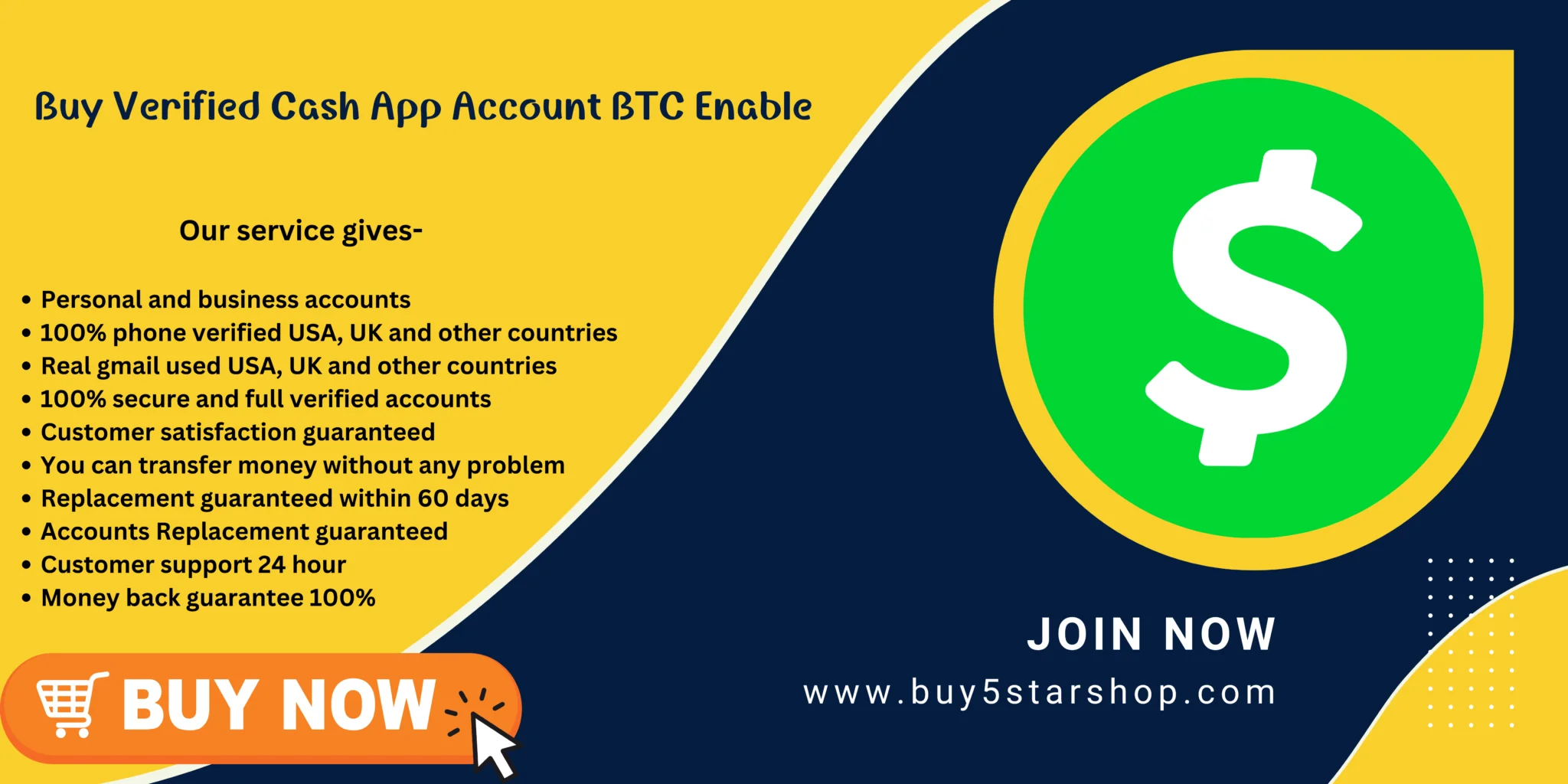 Buy Verified Cash App Accounts - 100% Verified BTC Enable - Buy5StarShop